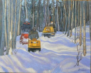 Painting titled "Les chemins des bois" by Azucena, Original Artwork, Oil