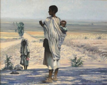 Картина под названием "Souvenirs d'Ethiopie" - Azucena, Подлинное произведение искусства, Масло Установлен на Деревянная рам…