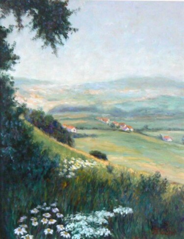 Painting titled "Douce campagne" by Azucena, Original Artwork, Oil