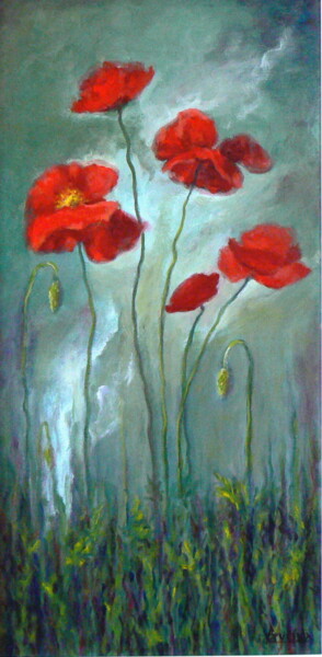 Pintura intitulada "Amapolas" por Azucena, Obras de arte originais, Óleo