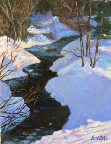 Painting titled "Trésors de l'hiver" by Azucena, Original Artwork, Oil