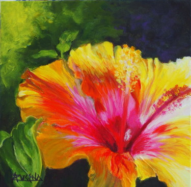 Painting titled "Happy flower" by Azucena, Original Artwork, Acrylic