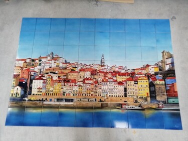 Pintura titulada "Paisagem do Porto p…" por Azulejo Artístico, Obra de arte original, Pigmentos