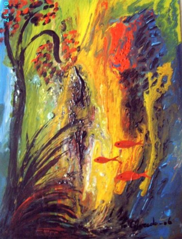 Pintura titulada "PECES 8  ENTRE CORA…" por Mary Carmen Diez Colorado, Obra de arte original