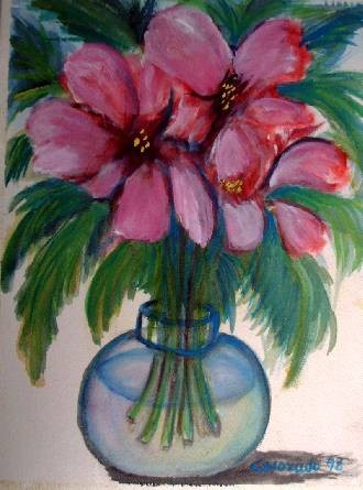 Pintura titulada "PINK FLOWER" por Mary Carmen Diez Colorado, Obra de arte original
