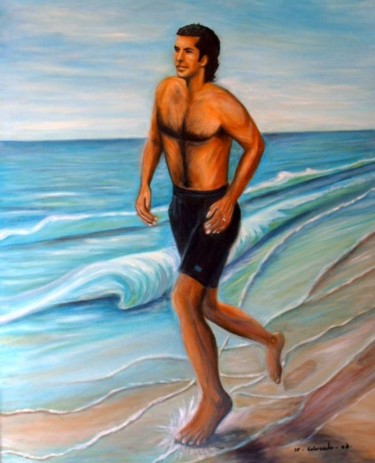 Pintura titulada "JUNTO AL MAR  AZUL" por Mary Carmen Diez Colorado, Obra de arte original