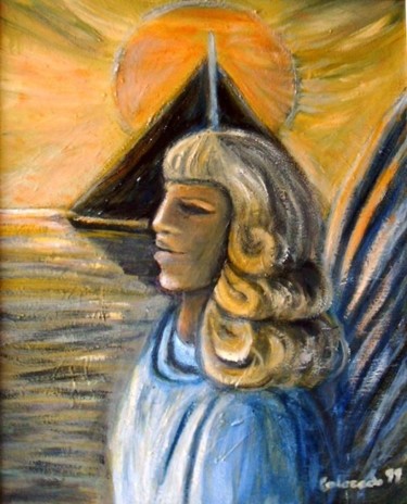 Pintura titulada "ANGEL DORADO" por Mary Carmen Diez Colorado, Obra de arte original