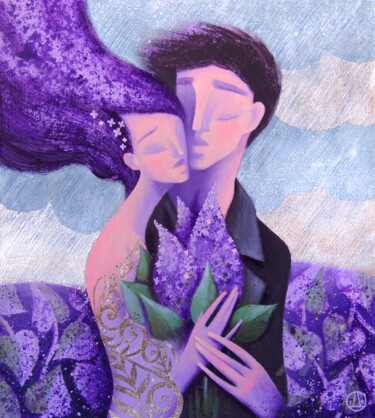 Lilac garden Картина под названием "Lilac garden" - Azyza, Подлинное произведение искусства, Акрил
