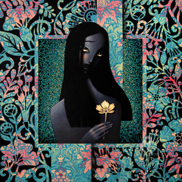 Malerei mit dem Titel "When the fern bloom" von Azyza, Original-Kunstwerk, Acryl