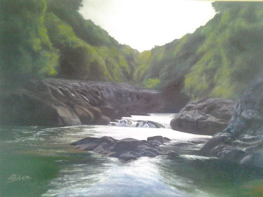 Painting titled "riviere" by Azden, Original Artwork, Oil