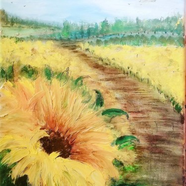 Painting titled "Sunflowr" by Azd, Original Artwork, Acrylic