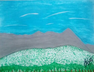 Pintura intitulada "A Montanha" por B.A.B, Obras de arte originais, Guache