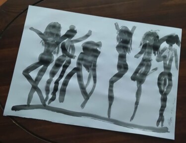 Pintura titulada "A Arte de Dançar" por B.A.B, Obra de arte original, Acuarela
