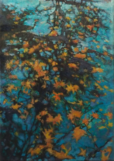 Painting titled "Automne dans le bas…" by B. Alexis, Original Artwork, Oil