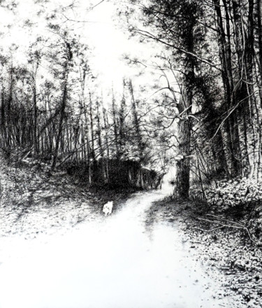 Drawing titled "Le Domaine de Givray" by B. Alexis, Original Artwork, Chalk