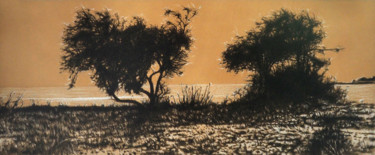 Disegno intitolato "La plage aux coquil…" da B. Alexis, Opera d'arte originale, Gesso