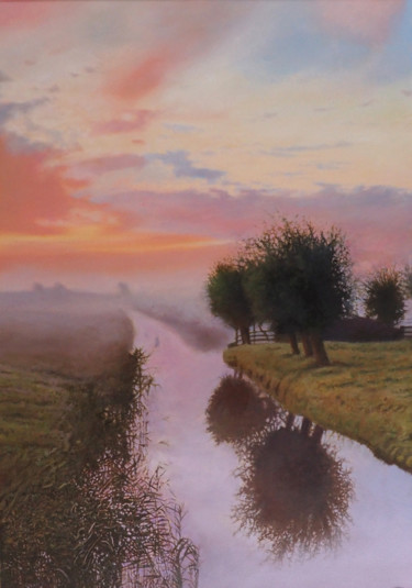 Painting titled "Le petit canal." by B. Alexis, Original Artwork, Oil
