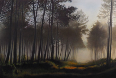 Schilderij getiteld "La forêt des Landes." door B. Alexis, Origineel Kunstwerk, Olie