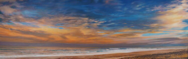 Pintura intitulada "La plage." por B. Alexis, Obras de arte originais, Óleo