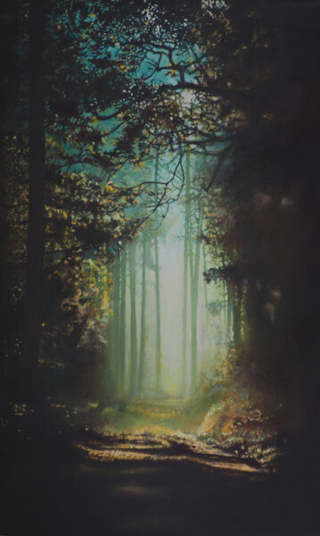 Malerei mit dem Titel "Le chemin de Ronsar…" von B. Alexis, Original-Kunstwerk, Öl