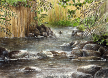 Peinture intitulée "La Rivière" par Bernard Bonvent, Œuvre d'art originale, Acrylique