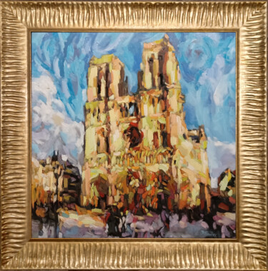 Peinture intitulée "Notre- Dame, Paris" par B Fischer, Œuvre d'art originale, Huile