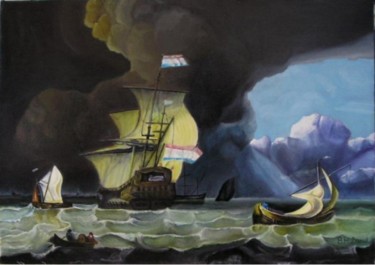 Painting titled "SHIPS" by B.H. Daniel, Original Artwork