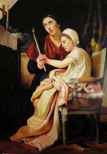 Painting titled "PRAYING" by B.H. Daniel, Original Artwork