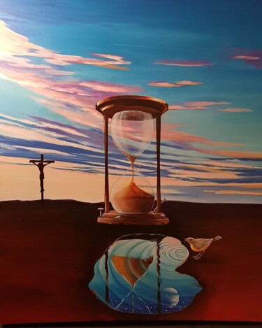 Malerei mit dem Titel "Reverse in Time" von Dr B Kandar, Original-Kunstwerk, Acryl
