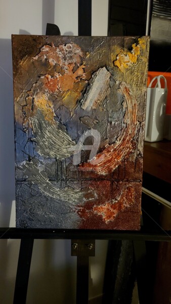 Painting titled "ASTEROÏDE" by B.L, Original Artwork, Acrylic Mounted on Wood Stretcher frame