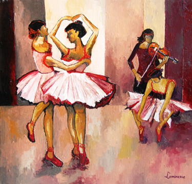 Pintura intitulada "Le cours de danse" por Bernard Lamonerie, Obras de arte originais, Óleo