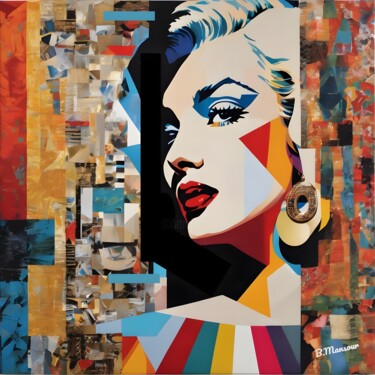 Цифровое искусство под названием "Abstract woman face…" - B.Mansour, Подлинное произведение искусства, 2D Цифровая Работа