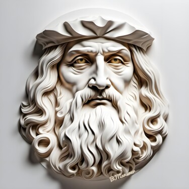 Digitale Kunst getiteld "Leonardo da Vinci" door B.Mansour, Origineel Kunstwerk, AI gegenereerde afbeelding