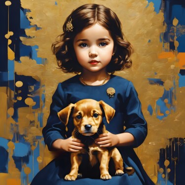 Digitale Kunst mit dem Titel "Me And My Dog" von B.Mansour, Original-Kunstwerk, 2D digitale Arbeit