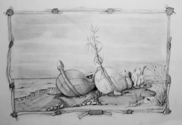 Drawing titled "la-barque.jpg" by Meriau-Galerie, Original Artwork, Pencil