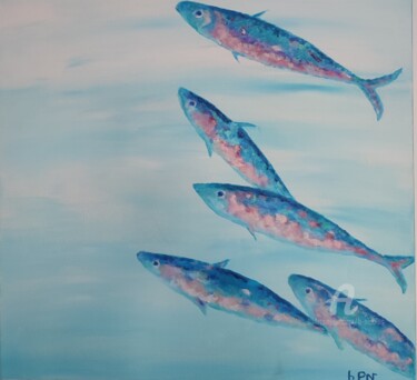 Malerei mit dem Titel "Banc de poissons" von B.Nicolas, Original-Kunstwerk, Acryl
