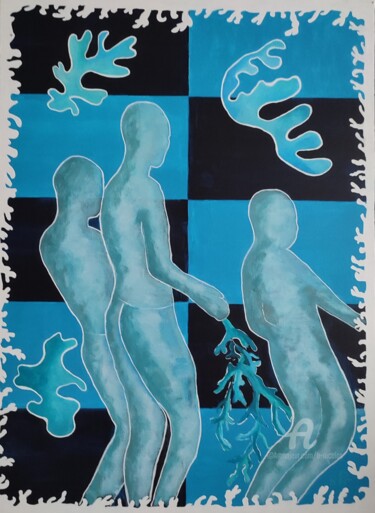 Peinture intitulée "Bleue, la mer" par B.Nicolas, Œuvre d'art originale, Acrylique