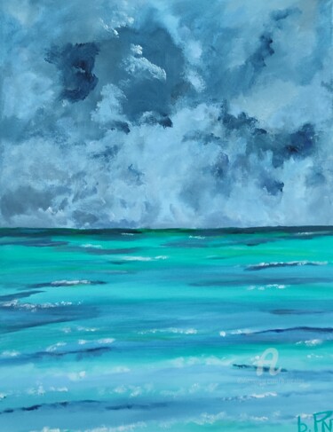 Painting titled "Orage de mer" by B.Nicolas, Original Artwork, Acrylic