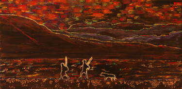 Картина под названием "Fisherman's Dawn" - B R, Подлинное произведение искусства, Масло Установлен на Деревянная рама для но…