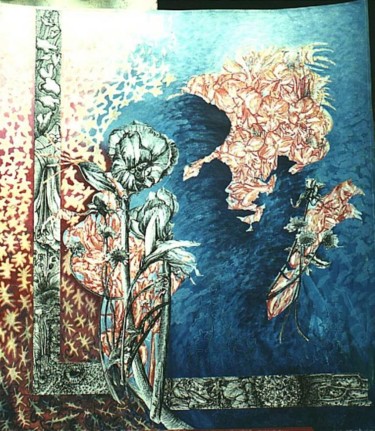 Peinture intitulée "Lîlot fleuri" par B. Rolin, Œuvre d'art originale