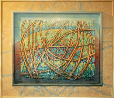 Peinture intitulée "Ville patchwork" par B. Rolin, Œuvre d'art originale