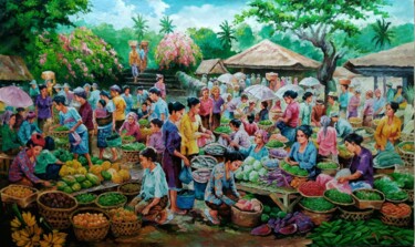 Painting titled "Indonesia Tradition…" by B. Santoso, Original Artwork, Acrylic