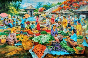 Картина под названием "Bali Traditional Ma…" - B. Santoso, Подлинное произведение искусства, Акрил