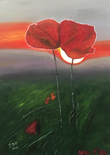 Painting titled "Le coquelicot .jpeg" by Béatrice Brossaud - Ben Hassen, Original Artwork, Oil