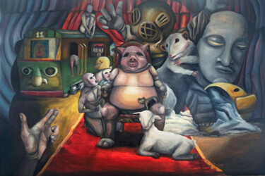 Peinture intitulée "animal park" par Ba Mo Ccai, Œuvre d'art originale, Huile