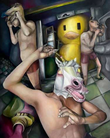 Pintura titulada "The unicorn's mitzv…" por Ba Mo Ccai, Obra de arte original, Oleo