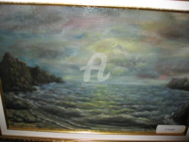 Painting titled "MER EN FURIE" by Ferial Baba Aissa, Original Artwork