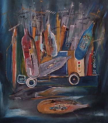 Peinture intitulée "Embouteillage urbai…" par Babacar Niang, Œuvre d'art originale, Acrylique