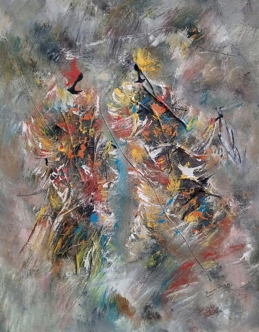 Peinture intitulée "Vendeuses de poisso…" par Babacar Niang, Œuvre d'art originale, Acrylique