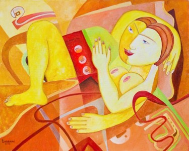 Картина под названием "Под одеялом" - Babanni, Подлинное произведение искусства, Масло